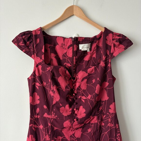 Anthropologie Cecily Dress Fit & Flare Sweetheart Neck Floral Midi Dress Large - Picture 4 of 7